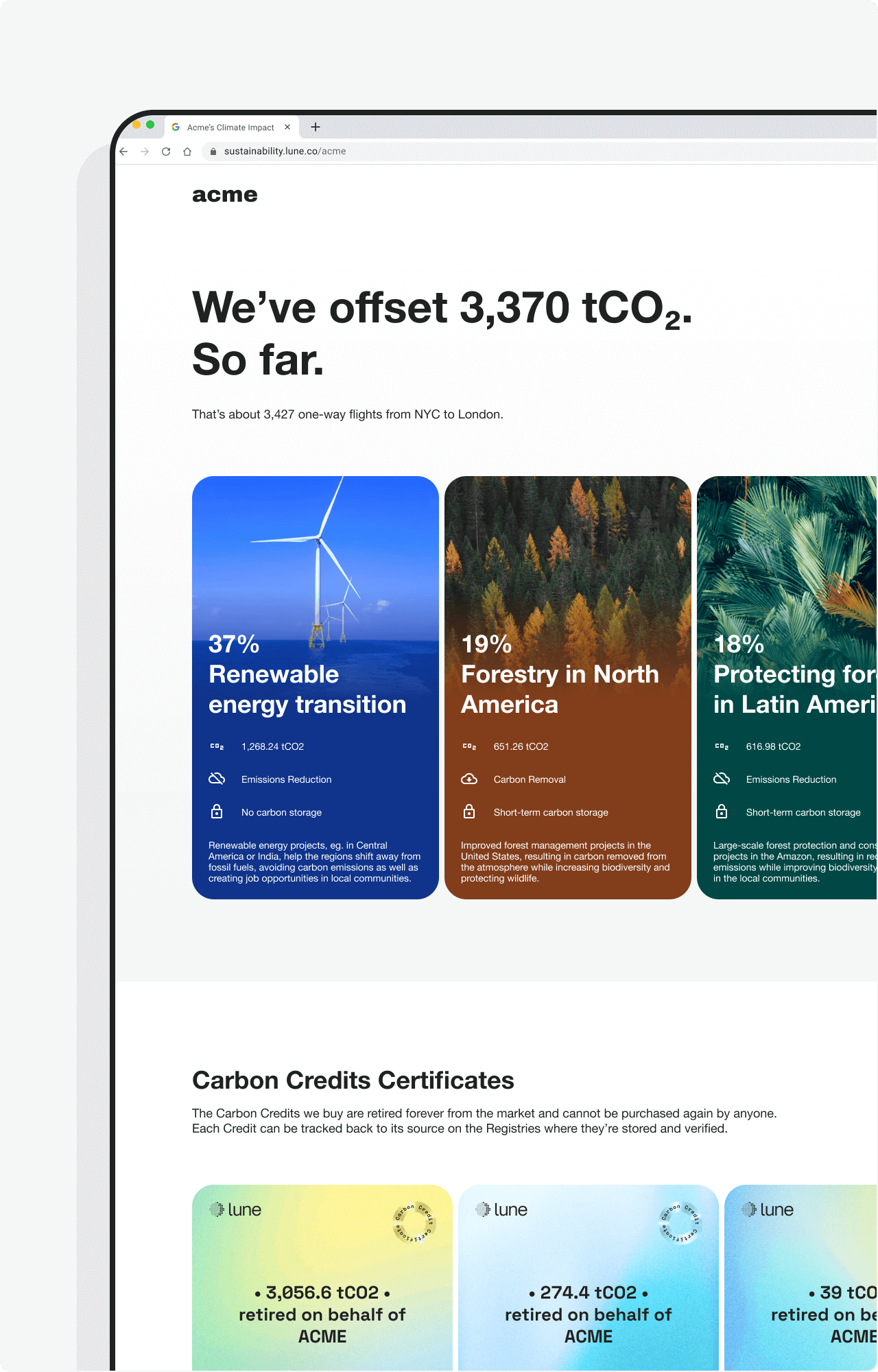 Sustainability page